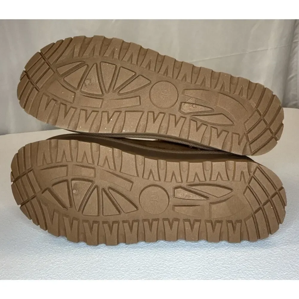 Women’s Suede Ankle Booties Chestnut Brown Faux Fur Platform Winter Size 9